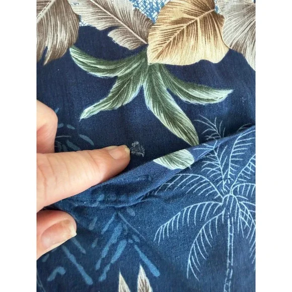 Island Shores Mens XL Blue Tropical Palm Tree Rayon Hawaiian Button Down Shirt - Picture 6 of 7